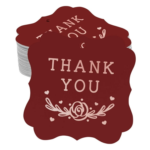 Inkdotpot Thank You Bridal Shower Bottle Tag Real Rose Gold Foil Favor Bracket Shape Hang Tags Pack Of 50