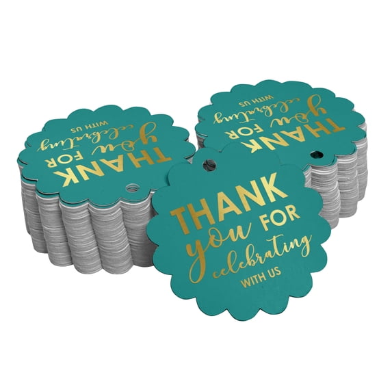 Inkdotpot Thank You For Celebrating With Us Bridal Shower-Baby Shower-Retirement-Wedding-Birthday Bottle Tag Real Gold Foil Favor Hang Tags Pack Of 100