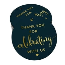 Inkdotpot Thank You Celebrating With Us Bridal Shower-Baby Shower-Retirement-Wedding-Birthday Bottle Tag Real Gold Foil Favor Hang Tags Pack Of 100