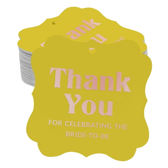 Inkdotpot Thank You For Celebrating The Bride To Be Bridal Shower Bottle Tag Real Rose Gold Foil Favor Bracket Shape Hang Tags Pack Of 100