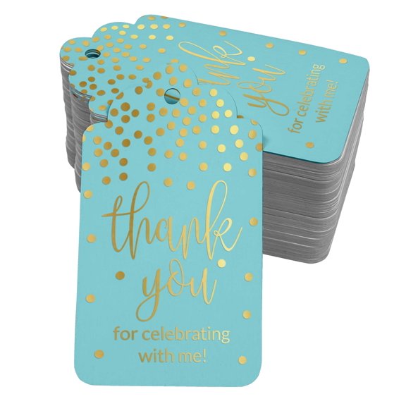 Inkdotpot Thank You For Celebrating With Me Birthday Bottle Tag Real Gold Foil Favor Hang Tags Pack Of 50