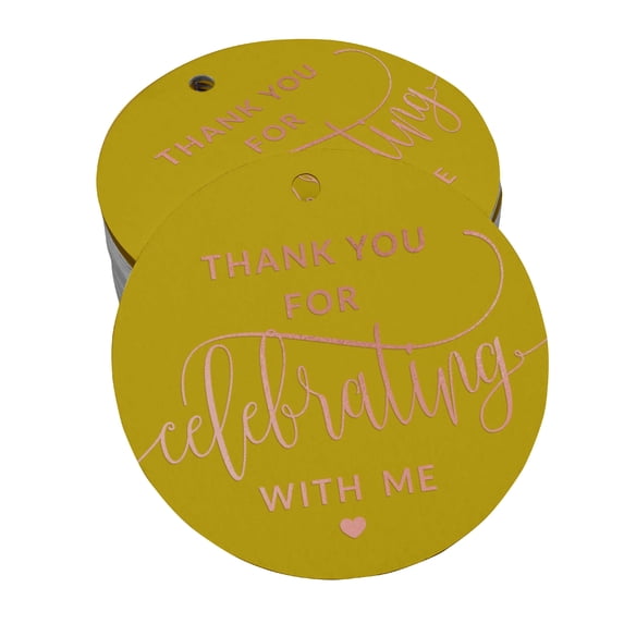 Inkdotpot Thank You For Celebrating With Me Birthday Bottle Tag Real Rose Gold Foil Favor Hang Tags Pack Of 50