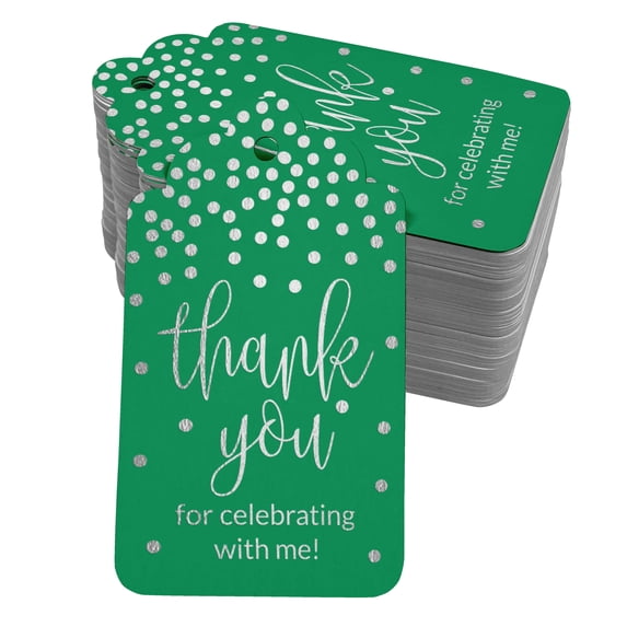 Inkdotpot Thank You For Celebrating With Me Birthday Bottle Tag Real Silver Foil Favor Hang Tags Pack Of 100