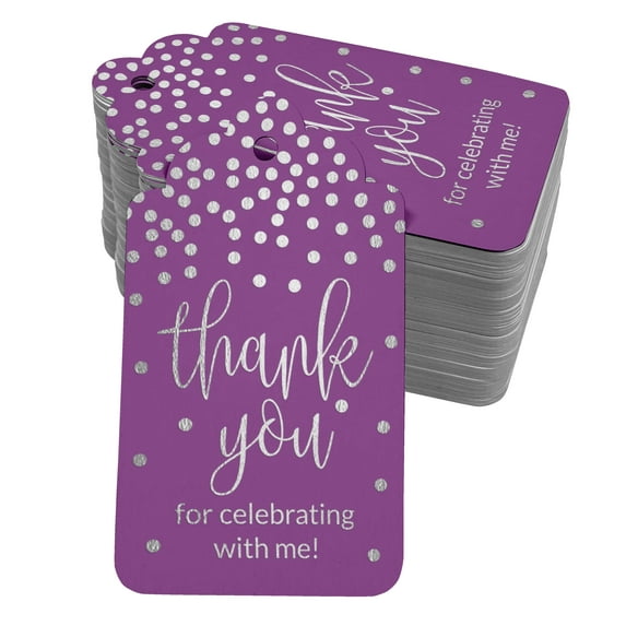 Inkdotpot Thank You For Celebrating With Me Birthday Bottle Tag Real Silver Foil Favor Hang Tags Pack Of 100
