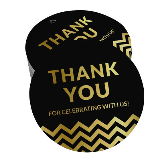 Inkdotpot Thank You For Celebrating With Us Bridal Shower-Baby Shower-Retirement-Wedding-Birthday Bottle Tag Real Gold Foil Favor Hang Tags Pack Of 50