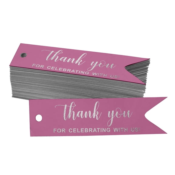 Inkdotpot Thank You For Celebrating With Us Bridal Shower Bottle Tag Real Silver Foil Favor Hang Tags Pack Of 100