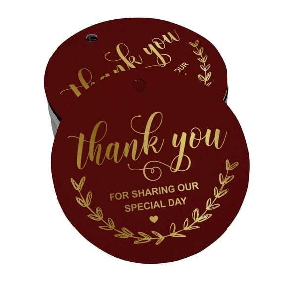 Inkdotpot Thank You For Sharing Our Special Day Bridal Shower-Baby Shower-Retirement-Wedding-Birthday Bottle Tag Real Gold Foil Favor Hang Tags Pack Of 50