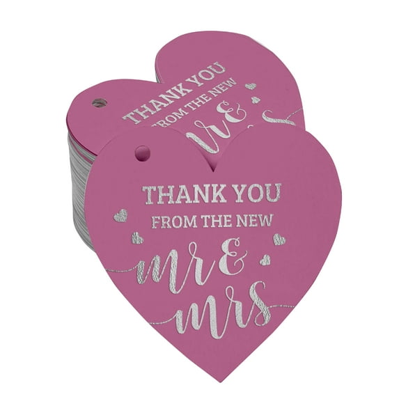 Inkdotpot Thank You From The New Wedding Bottle Tag Real Silver Foil Favor Hang Tag 100 Pack