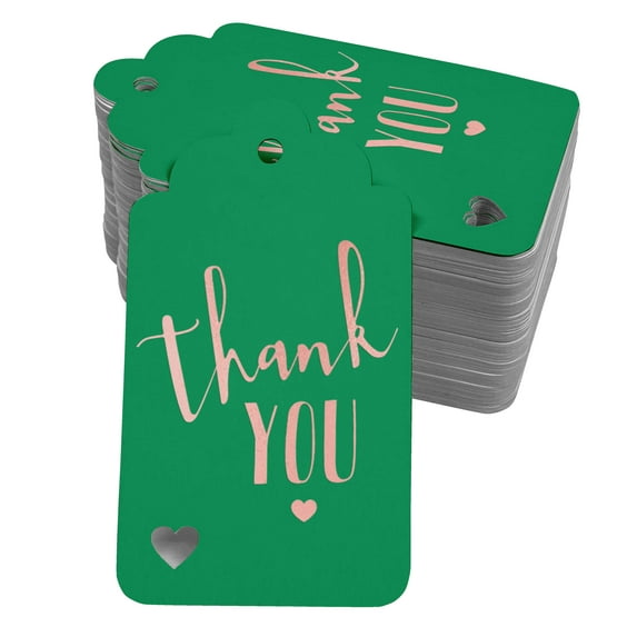 Inkdotpot ThankYou Bridal Shower-Baby Shower-Retirement-Wedding-Birthday Bottle Tag Real Rose Gold Foil Favor Hang Tags Pack Of 100