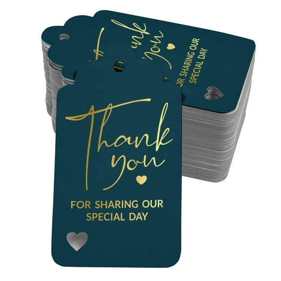 Inkdotpot ThankYou For Sharing Our Special Day Bridal Shower-Baby Shower-Retirement-Wedding-Birthday Bottle Tag Real Gold Foil Favor Hang Tags Pack Of 100