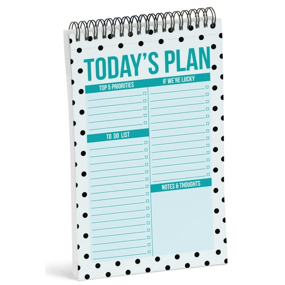 Inkdotpot To Do List Notepad 6 X 9 Paper Stationery, Polka dots Spiral Notepad Daily Checklist- Motivational Organizer Planner List Pad- Notepad Tear Off (50 Sheets)