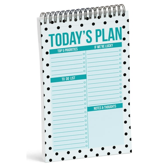 Inkdotpot To Do List Notepad 6 X 9 Paper Stationery, Polka dots Spiral Notepad Daily Checklist- Motivational Organizer Planner List Pad- Notepad Tear Off (50 Sheets)