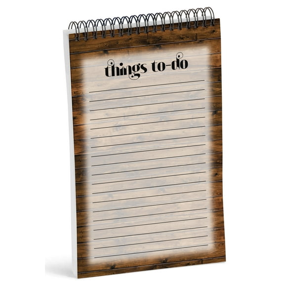 Inkdotpot To Do List Notepad 6 X 9 Paper Stationery, Rustic Wooden Spiral Notepad Daily Checklist- Motivational Organizer Planner List Pad- Notepad Tear Off (50 Sheets)