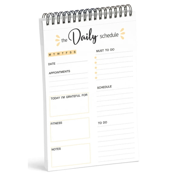 Inkdotpot To Do List Notepad 6 X 9 Paper Stationery, Simple White Daily Schedule Planner Spiral Notepad Daily Checklist- Motivational Organizer Planner List Pad- Notepad Tear Off (50 Sheets)