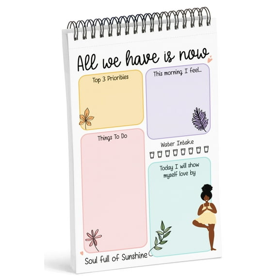Inkdotpot To Do List Notepad 6 X 9 Paper Stationery, Yoga Theme Spiral Notepad Daily Checklist- Motivational Organizer Planner List Pad- Notepad Tear Off (50 Sheets)