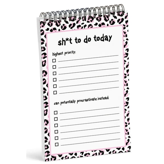 Inkdotpot To Do ListNotepad 6 X 9 Paper Stationery, Leopard PrintSpiralNotepadDaily Checklist- Motivational Organizer Planner List Pad-NotepadTear Off (50 Sheets)