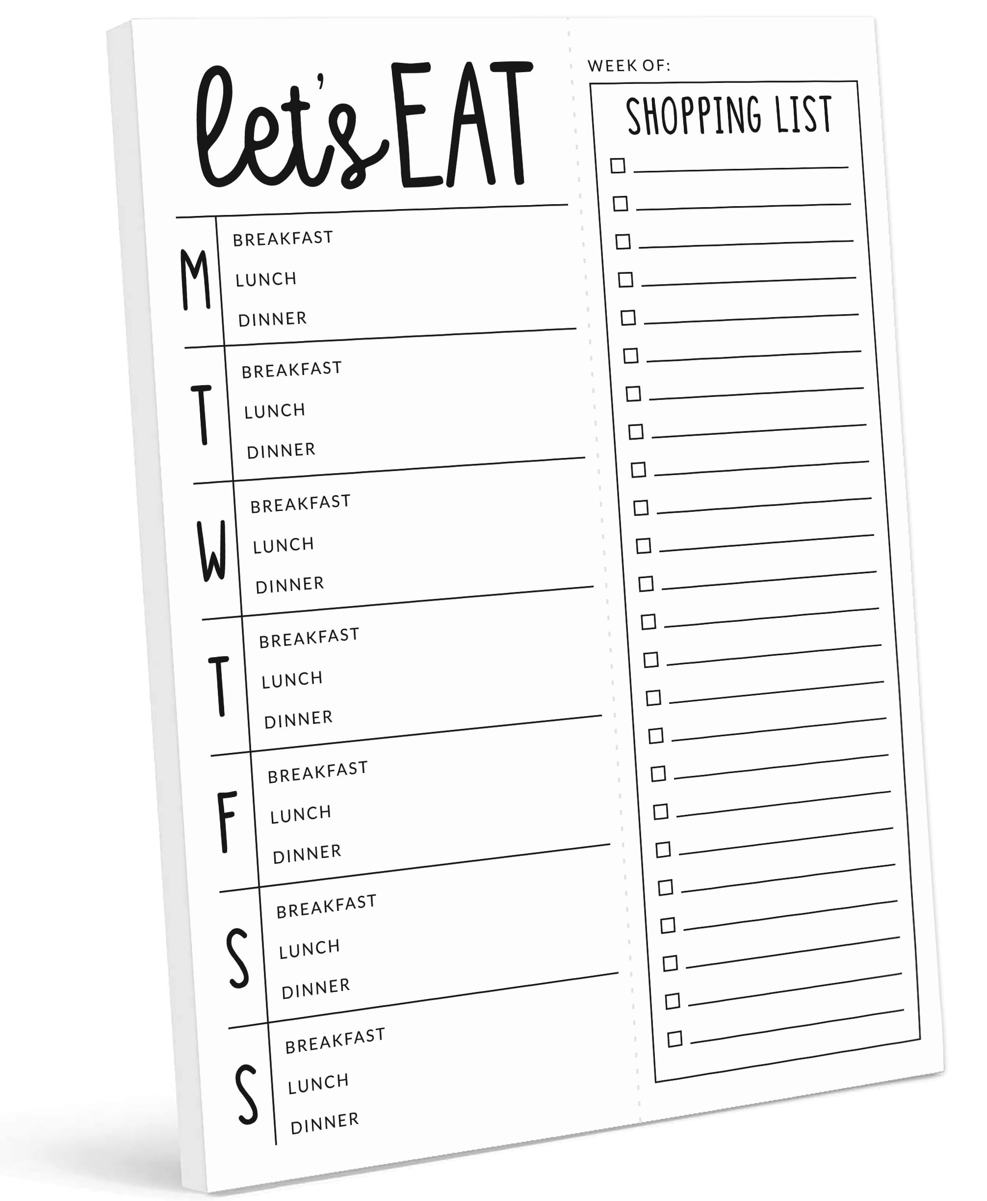 Inkdotpot Weekly Meal Planner Notepad 7"x10 , "Lets Eat" Magnetic Meal Planning Pad with Tear Off Grocery Shopping List for Fridge- Kitchen & Home - 54 Sheets -DG
