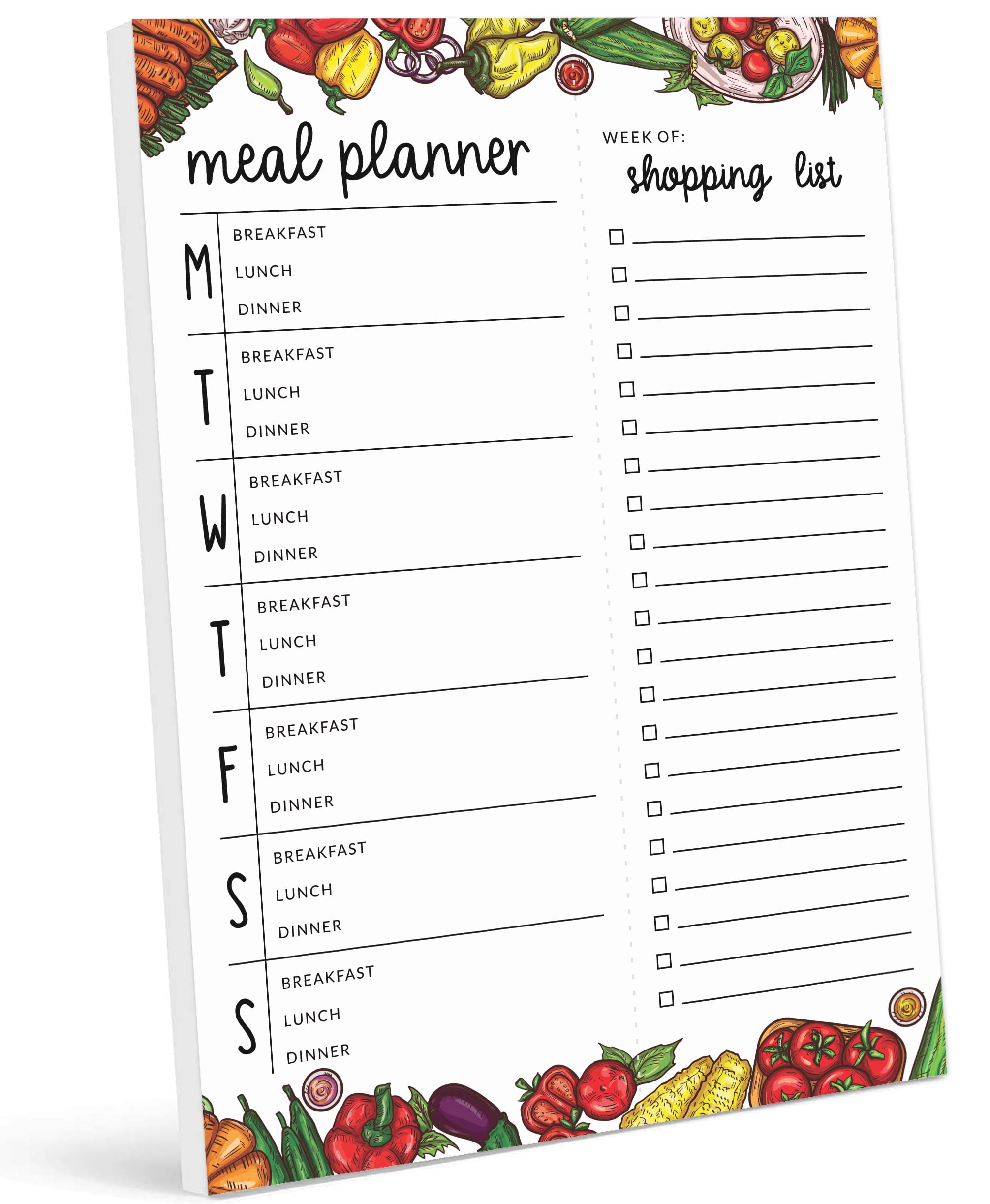 Inkdotpot Weekly Meal Planner Notepad 7"x10 , "Meal Planner" Magnetic Meal Planning Pad with Tear Off Grocery Shopping List for Fridge- Kitchen & Home - 54 Sheets -AS