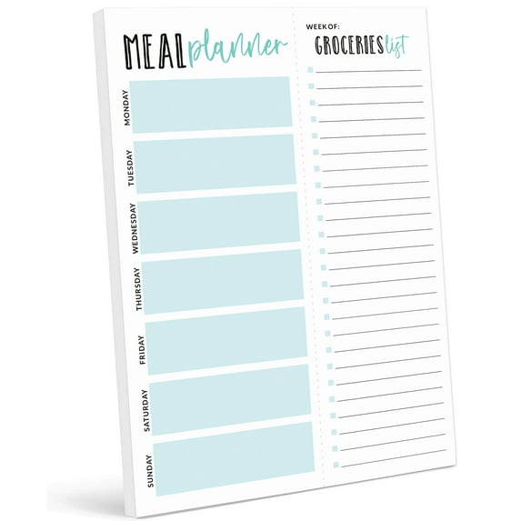 Inkdotpot Weekly Meal Planner Notepad 7"x10 , "Meal Planner" Magnetic Meal Planning Pad with Tear Off Grocery Shopping List for Fridge- Kitchen & Home - 54 Sheets -JJ