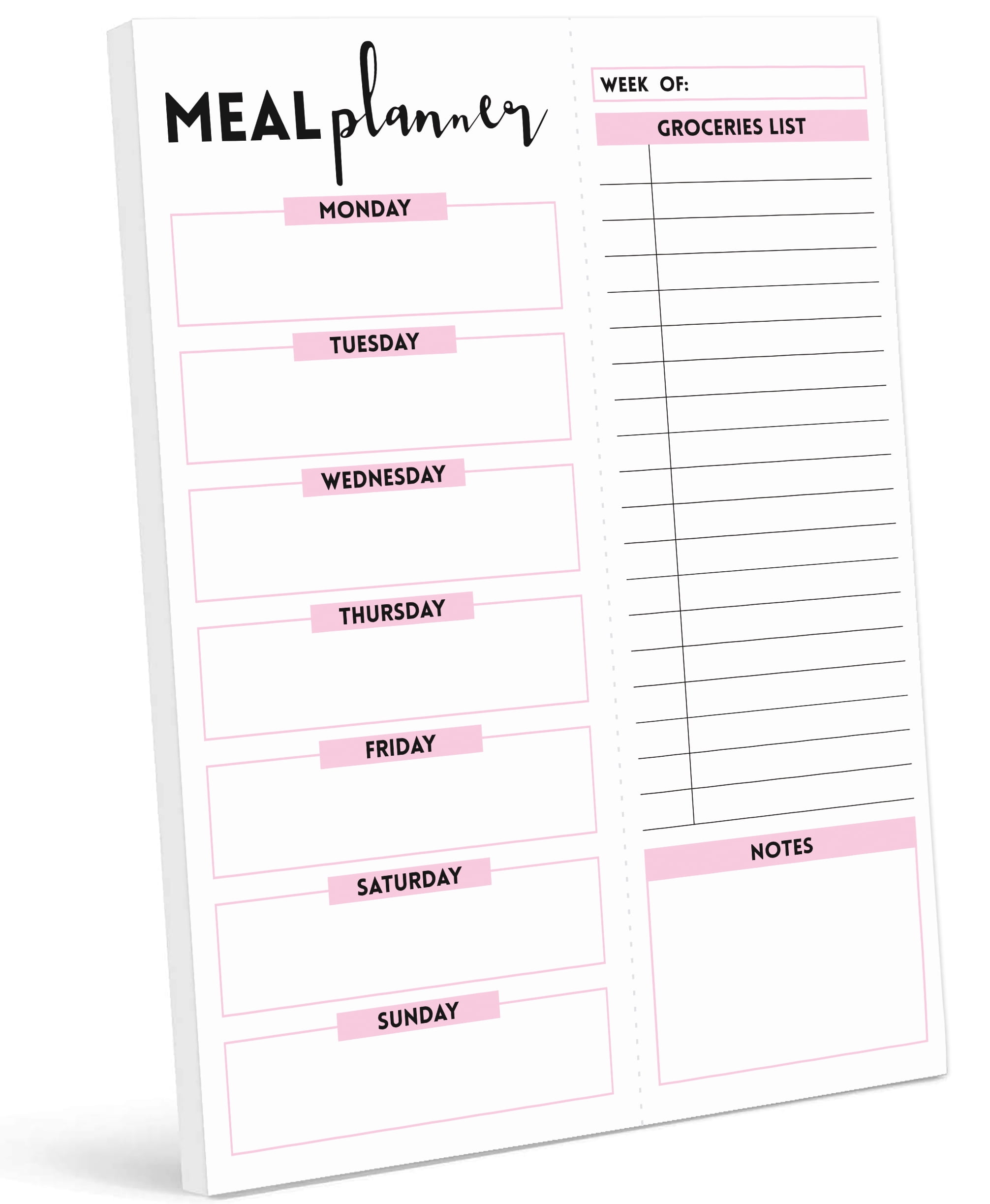 Inkdotpot Weekly Meal Planner Notepad 7"x10 , "Meal Planner" Magnetic Meal Planning Pad with Tear Off Grocery Shopping List for Fridge- Kitchen & Home - 54 Sheets -QG