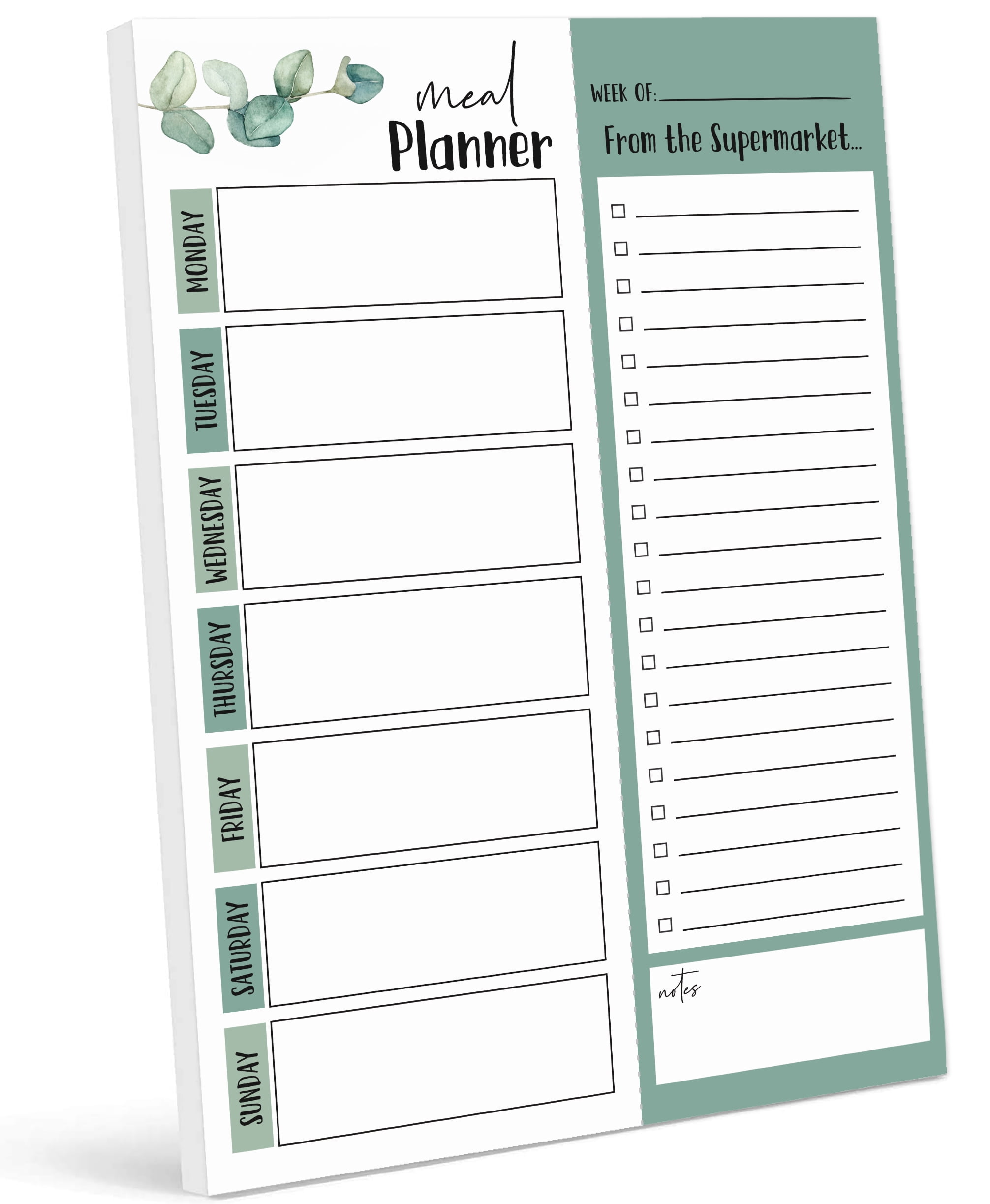 Inkdotpot Weekly Meal Planner Notepad 7"x10 , "Meal Planner" Magnetic Meal Planning Pad with Tear Off Grocery Shopping List for Fridge- Kitchen & Home - 54 Sheets -WF