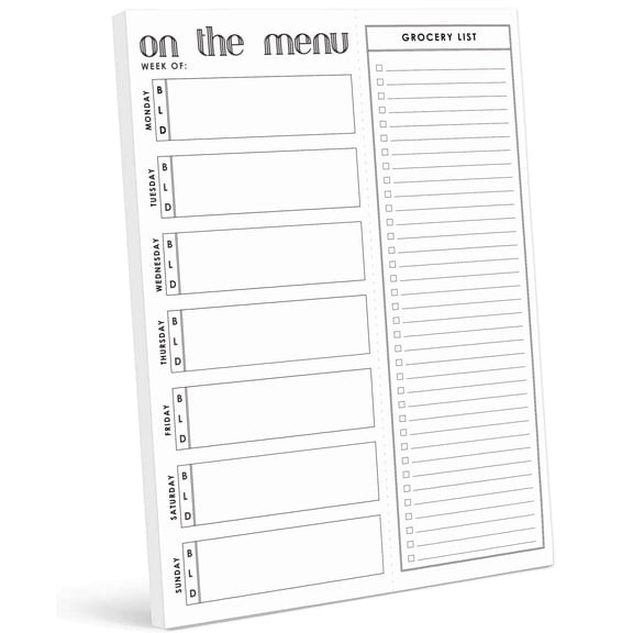 Inkdotpot Weekly Meal Planner Notepad 7"x10 , "On The Menu" Magnetic Meal Planning Pad with Tear Off Grocery Shopping List for Fridge- Kitchen & Home - 54 Sheets -5H
