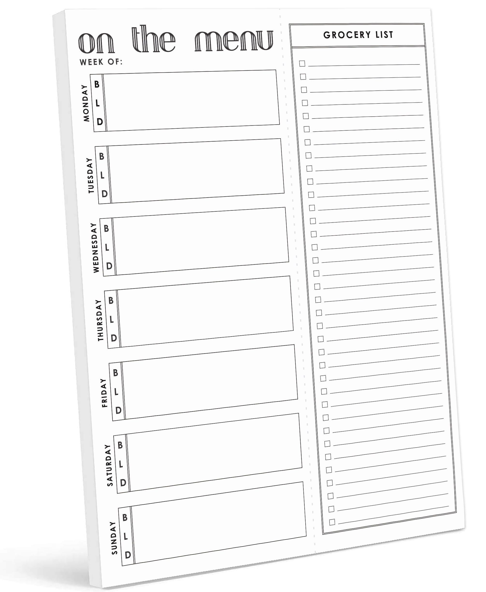 Inkdotpot Weekly Meal Planner Notepad 7"x10 , "On The Menu" Magnetic Meal Planning Pad with Tear Off Grocery Shopping List for Fridge- Kitchen & Home - 54 Sheets -5H