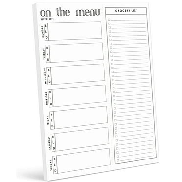 Inkdotpot Weekly Meal Planner Notepad 7"x10 , "On The Menu" Magnetic Meal Planning Pad with Tear Off Grocery Shopping List for Fridge- Kitchen & Home - 54 Sheets -5H