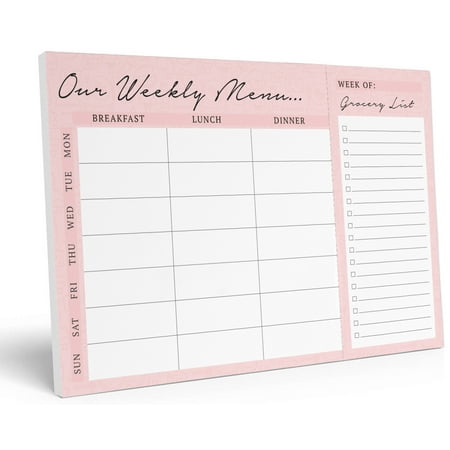 Inkdotpot Weekly Meal Planner Notepad 7"x10 , "Our Weekly Menu" Magnetic Meal Planning Pad with Tear Off Grocery Shopping List for Fridge- Kitchen & Home - 54 Sheets -Z9