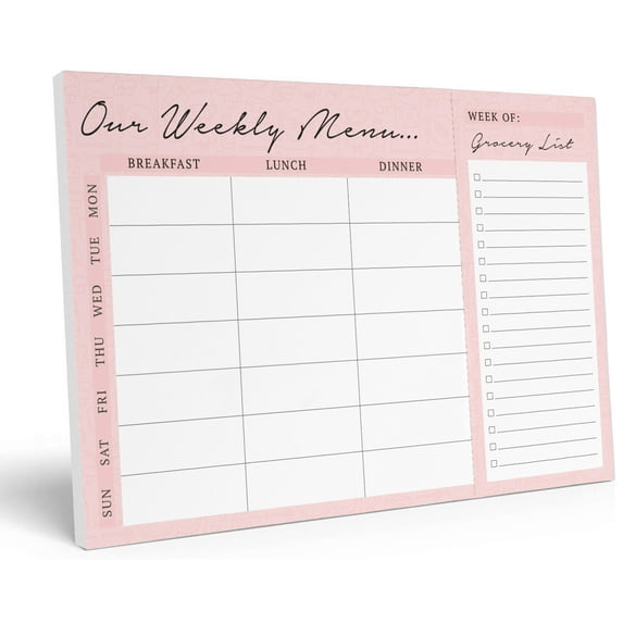 Inkdotpot Weekly Meal Planner Notepad 7"x10 , "Our Weekly Menu" Magnetic Meal Planning Pad with Tear Off Grocery Shopping List for Fridge- Kitchen & Home - 54 Sheets -Z9