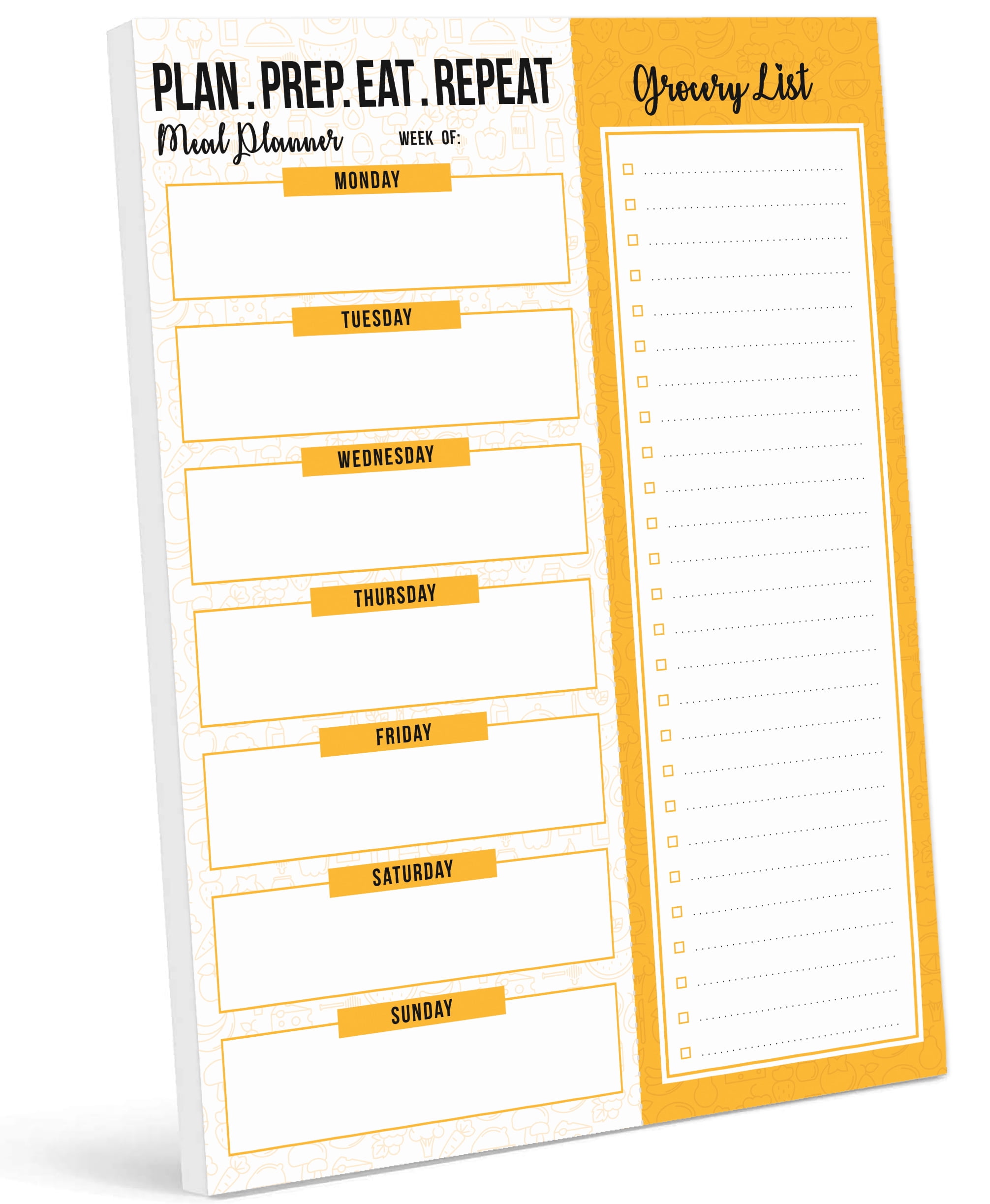 Inkdotpot Weekly Meal Planner Notepad 7"x10 , "Plan. Prep. Eat. Repeat" Magnetic Meal Planning Pad with Tear Off Grocery Shopping List for Fridge- Kitchen & Home - 54 Sheets -8G