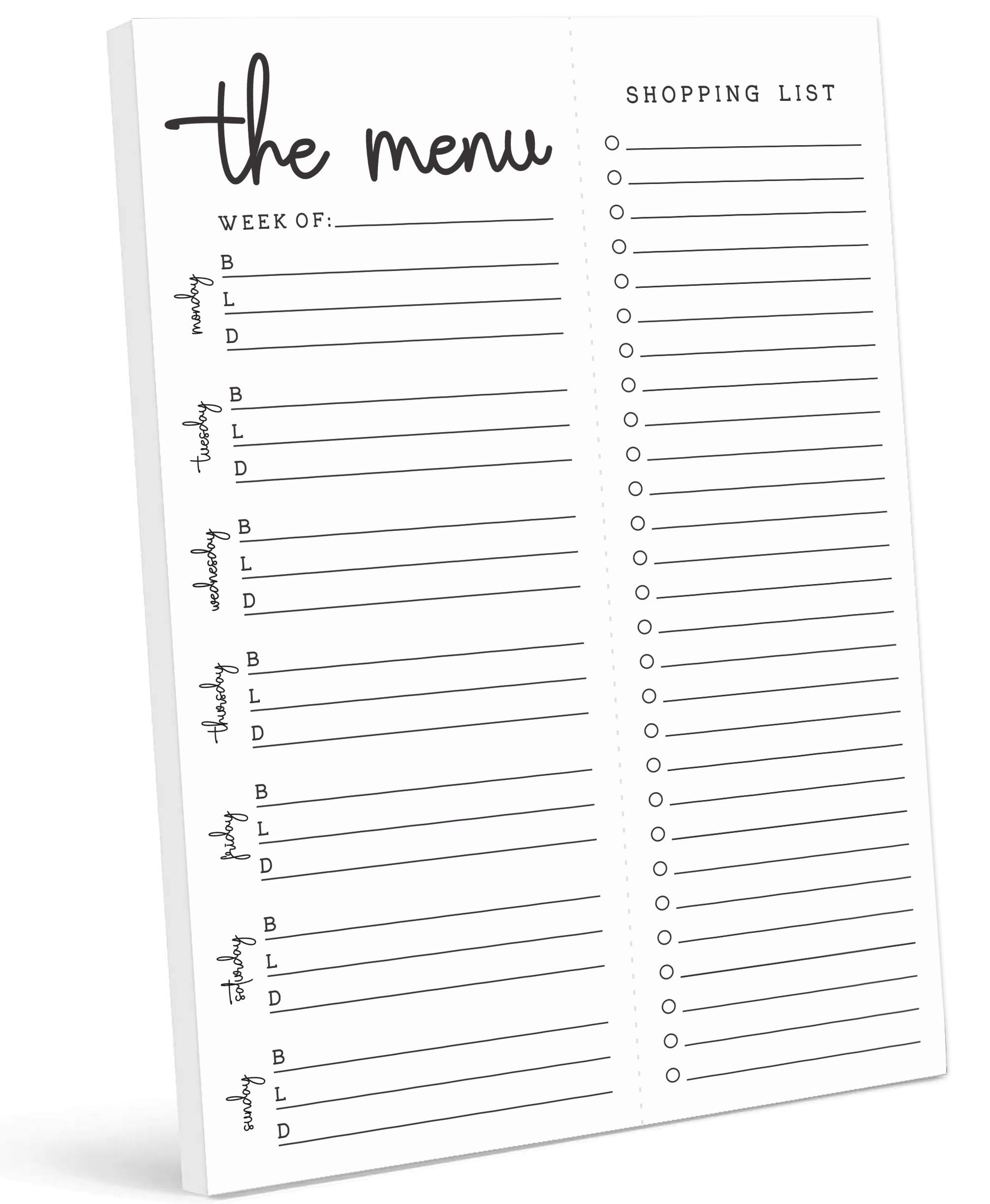 Inkdotpot Weekly Meal Planner Notepad 7"x10 , "The Menu" Magnetic Meal Planning Pad with Tear Off Grocery Shopping List for Fridge- Kitchen & Home - 54 Sheets -8Q