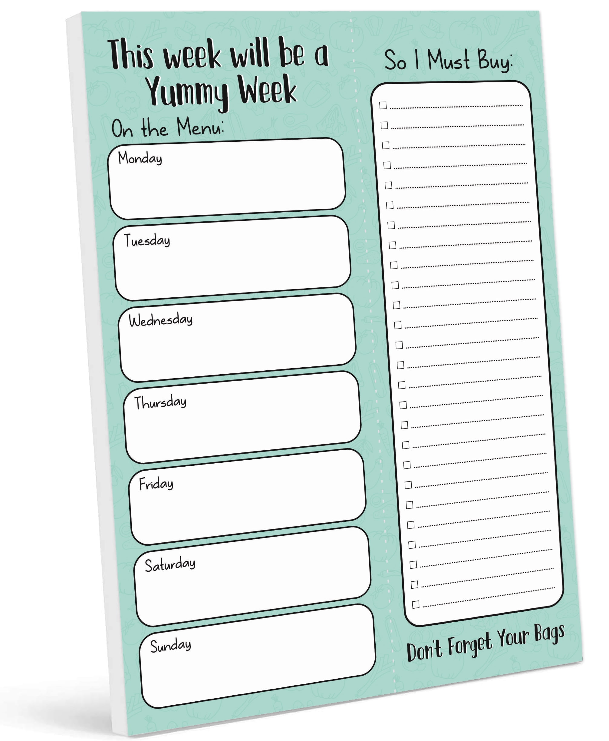 Inkdotpot Weekly Meal Planner Notepad 7"x10 , "This Week Will Be A Yummy Week" Magnetic Meal Planning Pad with Tear Off Grocery Shopping List for Fridge- Kitchen & Home - 54 Sheets -VN
