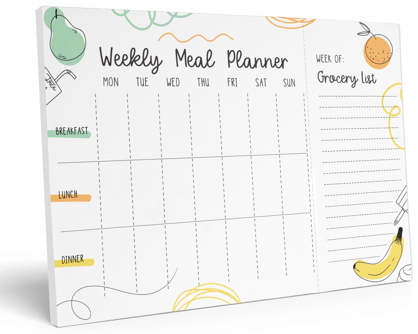 Inkdotpot Weekly Meal Planner Notepad 7"x10 , "Weekly Meal Planner" Magnetic Meal Planning Pad with Tear Off Grocery Shopping List for Fridge- Kitchen & Home - 54 Sheets -9Z