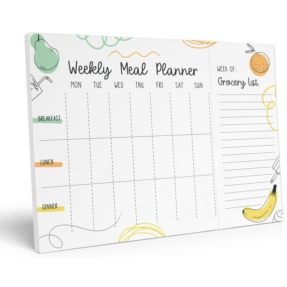 Inkdotpot Weekly Meal Planner Notepad 7"x10 , "Weekly Meal Planner" Magnetic Meal Planning Pad with Tear Off Grocery Shopping List for Fridge- Kitchen & Home - 54 Sheets -9Z