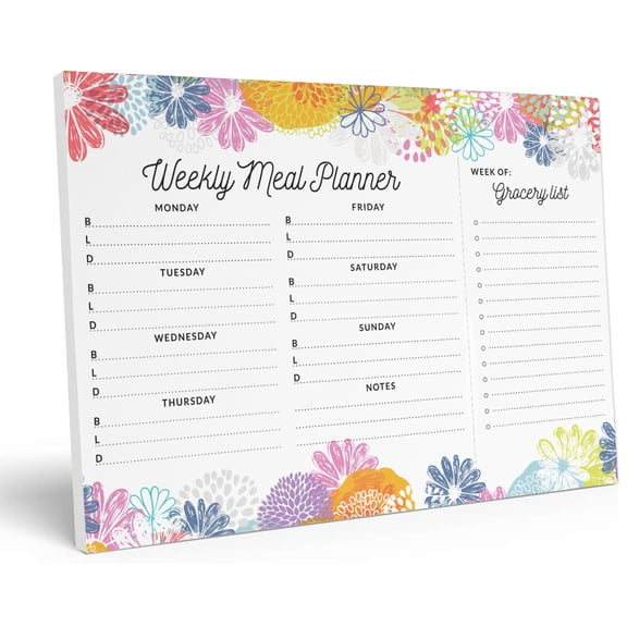 Inkdotpot Weekly Meal Planner Notepad 7"x10 , "Weekly Meal Planner" Magnetic Meal Planning Pad with Tear Off Grocery Shopping List for Fridge- Kitchen & Home - 54 Sheets -QW