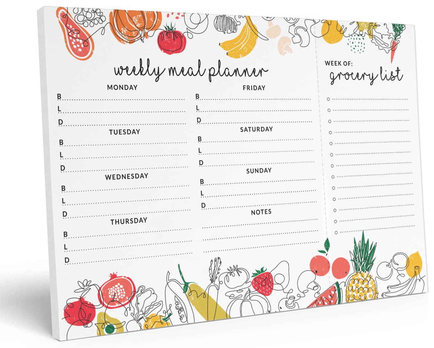 Inkdotpot Weekly Meal Planner Notepad 7"x10 , "Weekly Meal Planner" Magnetic Meal Planning Pad with Tear Off Grocery Shopping List for Fridge- Kitchen & Home - 54 Sheets -RS