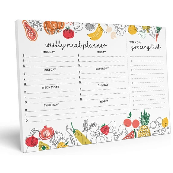 Inkdotpot Weekly Meal Planner Notepad 7"x10 , "Weekly Meal Planner" Magnetic Meal Planning Pad with Tear Off Grocery Shopping List for Fridge- Kitchen & Home - 54 Sheets -RS