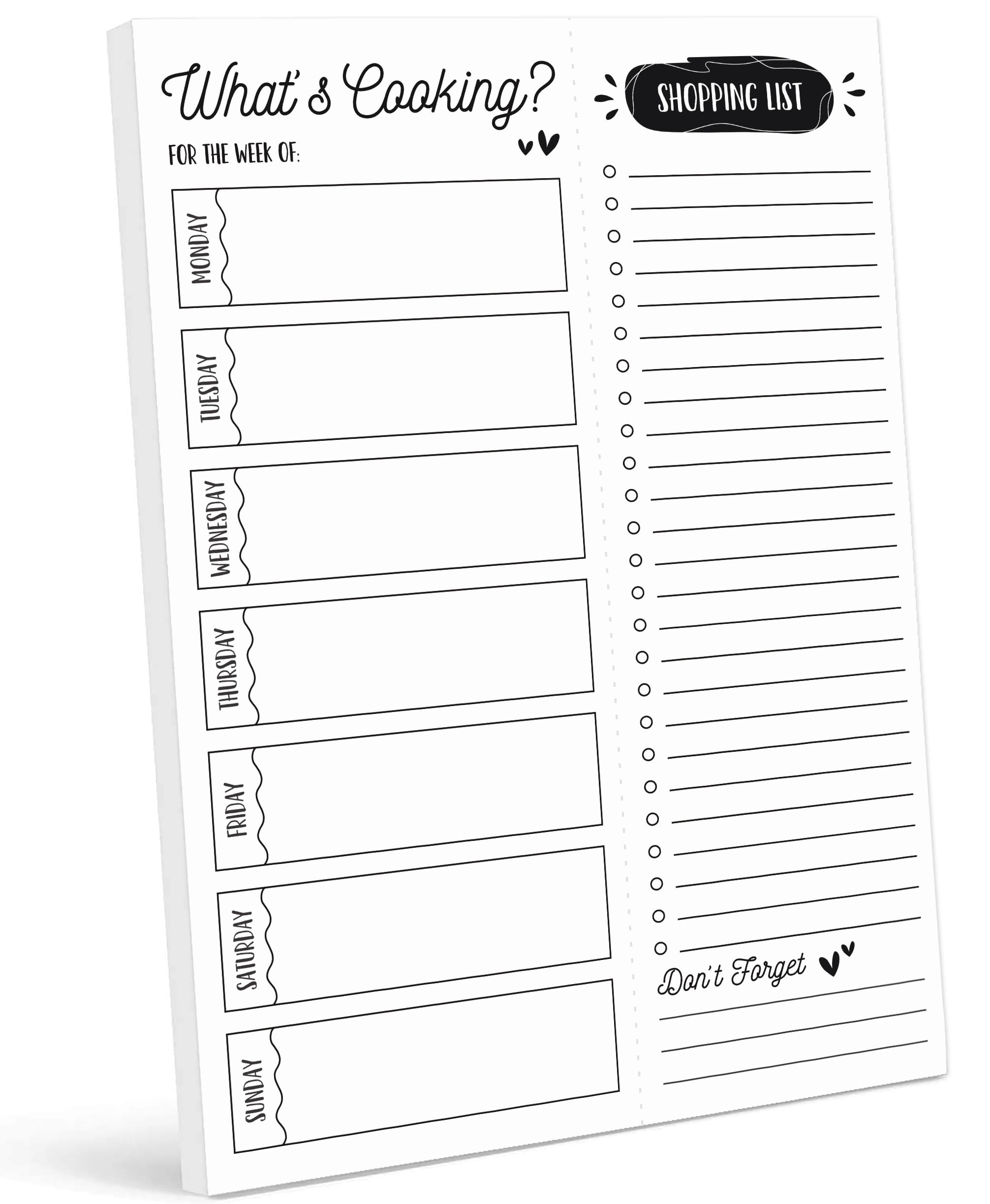 Inkdotpot Weekly Meal Planner Notepad 7"x10 , "What's Cooking" Magnetic Meal Planning Pad with Tear Off Grocery Shopping List for Fridge- Kitchen & Home - 54 Sheets -K3
