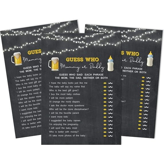 Inkdotpot Who Game Mommy Or Daddy 50 Sheet Fun Baby Shower Game A Baby Is Brewing Gender Neutral Party Supply