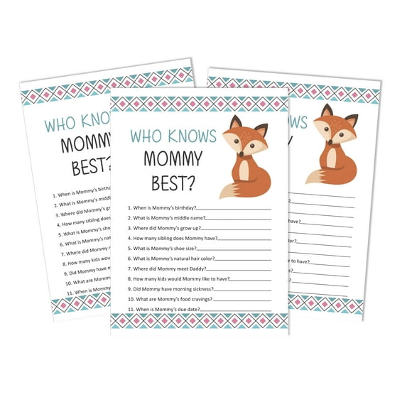 Inkdotpot Who Knows Mommy Best Baby Shower Game Cards-Fun Activity Cards Set Of 50 Jungle Animals Party Theme