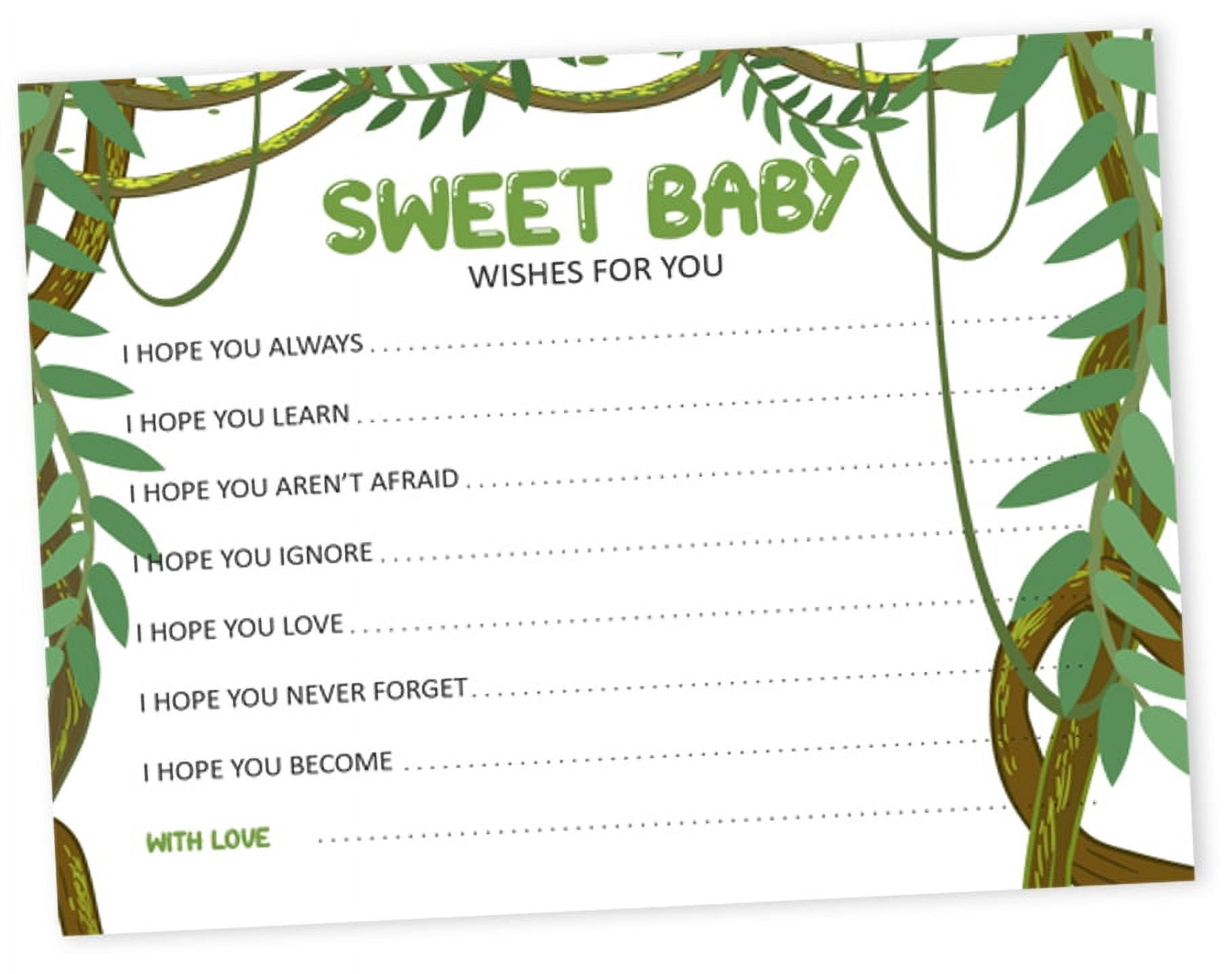Inkdotpot Wishes For Baby Cards For Baby Shower - Boy, Girl Baby Shower  Party Collection, Jungle Theme, Wishes For The Baby Cards, Activities Party  Supplies - Pack Of 50 - Walmart.com, image size:1818x1438