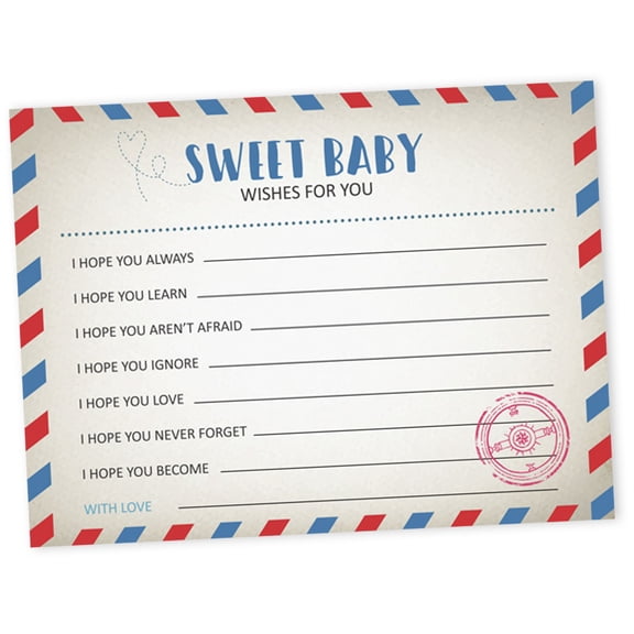 Inkdotpot Wishes For Baby Cards For Baby Shower - Boy, Girl Baby Shower Party Collection, Postcard Theme, Wishes For The Baby Cards, Activities Party Supplies - Pack Of 50