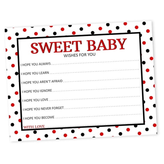 Inkdotpot Wishes For Baby Cards For Baby Shower - Girl Baby Shower Party Collection, Ladybug Theme, Wishes For The Baby Cards, Activities Party Supplies - Pack Of 50