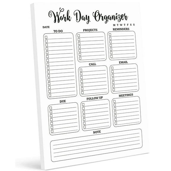 Inkdotpot Work Day Schedule Planner,Personal Organizer- Home- and Office Work Journal- 50 Undated Pages for Daily Tasks- Tear Off Notepad- Notes-(8.5x11)Daily Task Organizer- To-Do List Pad