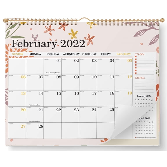 Inkdotpot13"x11"WallCalendar-Runs until December 2023Hanging Spiral Bound MonthlyCalendar2022-2023 for Home or Office+ Bonus Sticker Sheet -Florals