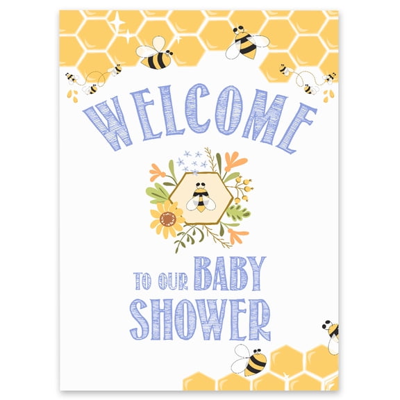 InkdotpotBoy Girl,Baby Shower Party Collection, WelcomeSignFor Baby Shower,Honey Bee ThemePack of 1 - 18"x12" inches