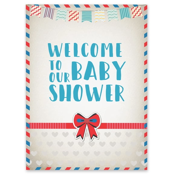 InkdotpotBoy Girl,Baby Shower Party Collection, WelcomeSignFor Baby Shower,Postcard ThemePack of 1 - 18"x12" inches