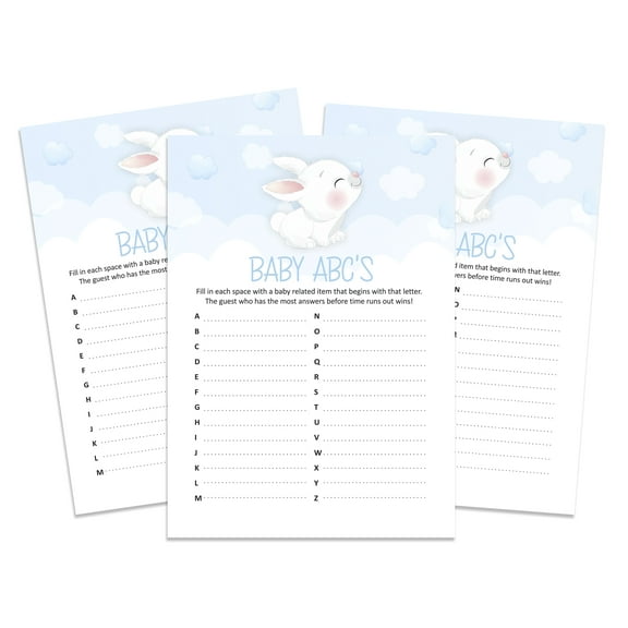 InkdotpotPack of 50,GirlBabyShower Party Collection, Baby ABC Game,Fun Baby Shower Party Games, Activities, Decorations,Baby Elephant ThemeParty Supplies
