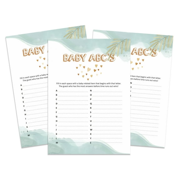 InkdotpotPack of 50,GirlBabyShower Party Collection, Baby ABC Game,Fun Baby Shower Party Games, Activities, Decorations,Cloud & Balloons ThemeParty Supplies